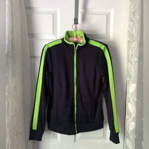 Lauren by Ralph Lauren track jacket green striped full zip up women sz S P